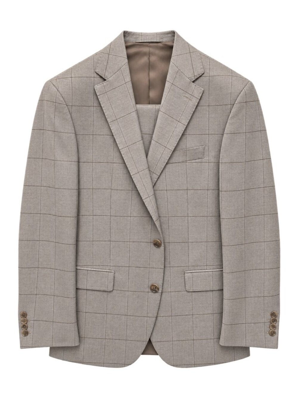 Custom Coppley Men's Light Beige Windowpane Suit Jacket & Pants